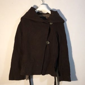 Bcbg Maxazria Brown Wrapped Jacket with Hoodie XS